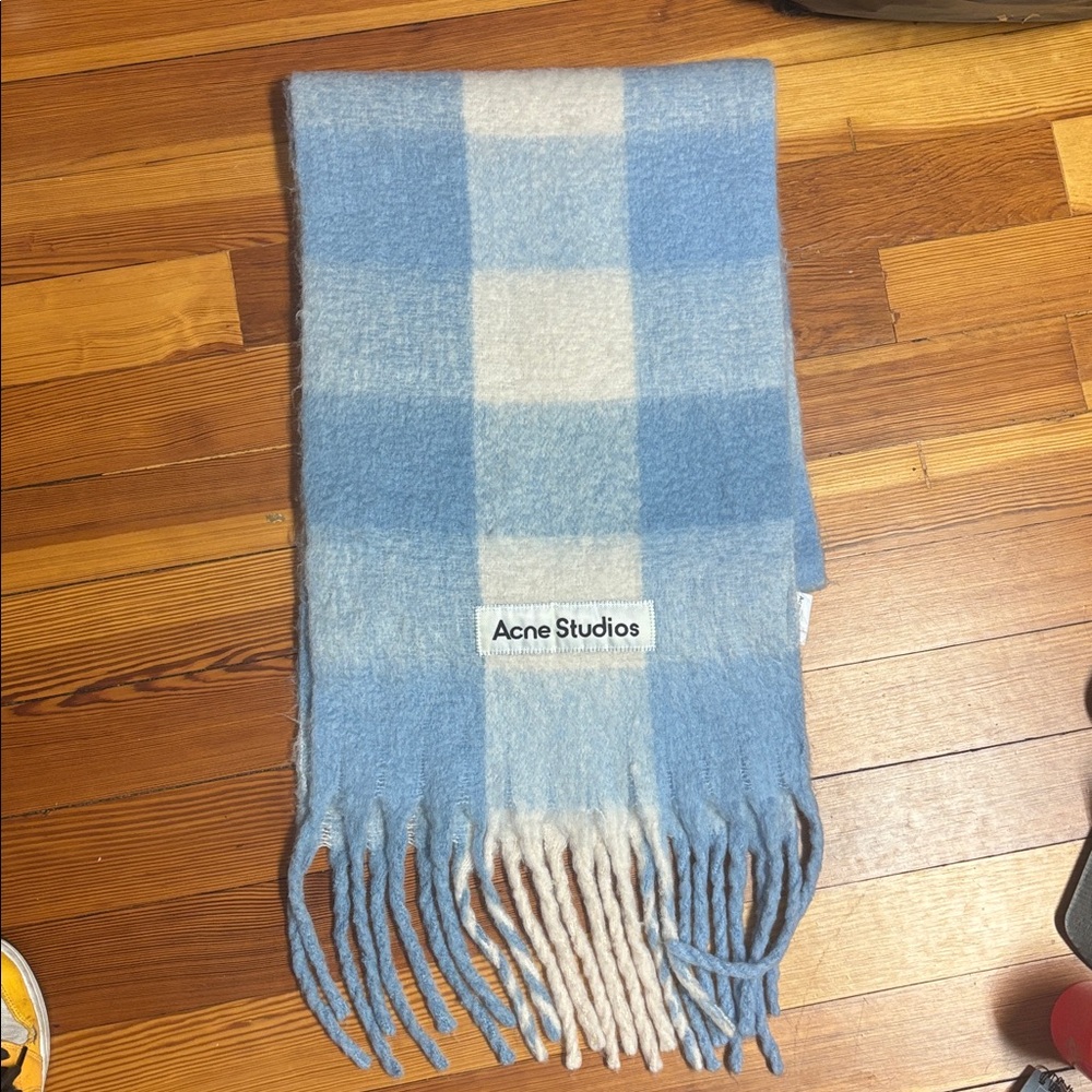Acne Studios Blue and Cream Plaid Scarf